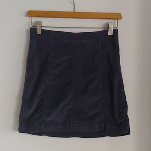Free People Modern Femme Cord Mini Skirt Navy Blue Size 6